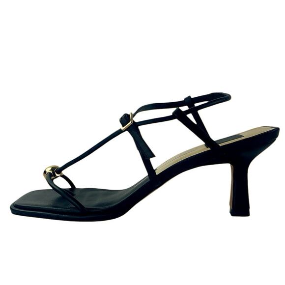 Dolce Vita Mylee Women's Black Leather Strappy Square Toe Heels Sandals Size 6.5 - Picture 1 of 7